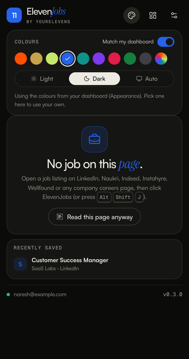 Colour picker inside ElevenJobs